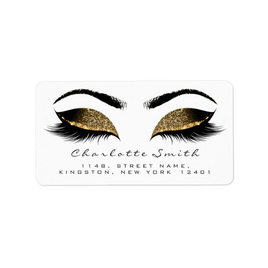 Browns Gold Makeup Lash Rücksendeadressen-Aufklebe Adressaufkleber (Vorne)