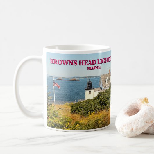 Browns Head Lighthouse, Maine Tasse (Mit Donut)