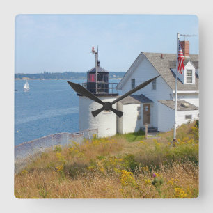 Browns Head Lighthouse, Maine Wall Clock Quadratische Wanduhr