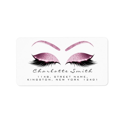Browns Pink Makeup Lash Rücksendeadressen-Aufklebe Adressaufkleber (Vorne)