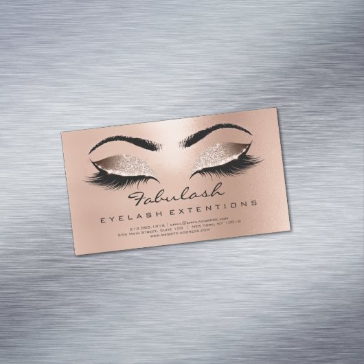 Browns Rose Gold Glitzer Adress Makeup Lashes Magnetische Visitenkarte (Beispiel)