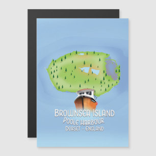 Brownsea Island map, Poole, dorset, England. Magnetkarte