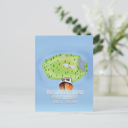Brownsea Island map, Poole, dorset, England. Postkarte (Stehend Vorderseite)