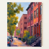 Brownstone City Street | Boston Brick Watercolor  Planer (Rückseite)