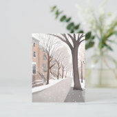 Brownstone Street | Snowy Winter Watercolor Card (Stehend Vorderseite)