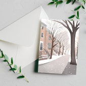 Brownstone Street | Snowy Winter Watercolor Postkarte