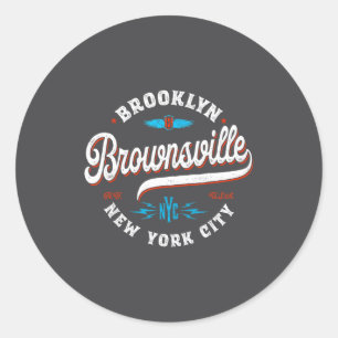 Brownsville Brooklyn New York Retro Vintage Grafik Runder Aufkleber