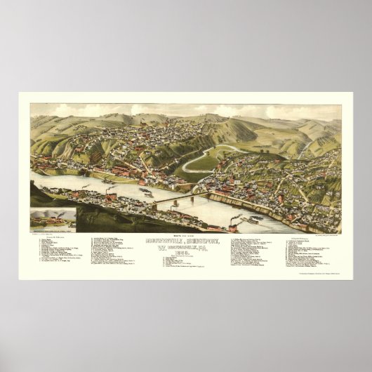 Brownsville, PA Panoramic Map - 1883 Poster (Vorne)