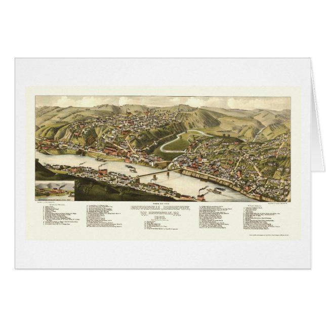 Brownsville, panoramische Karte PAs - 1883 (Vorderseite (Horizontal))