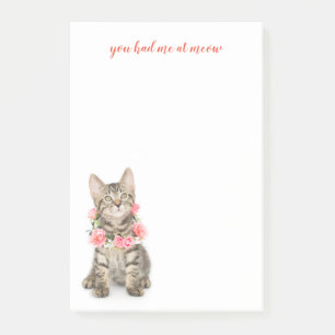 Browntabby-tragende Blumen-Halskette Post-it Klebezettel