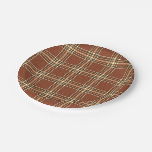 Browntartan-Papier-Teller Pappteller (Schrägansicht)