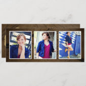 Browntone Triple Foto Abschluss Cards Einladung (Vorne/Hinten)