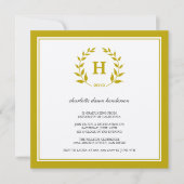 Brownwreathmonogramm-Abschluss-Klasseneinladung Einladung (Vorderseite)