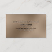 Browny Beige Black Monogram Manager Business Card Visitenkarte (Rückseite)
