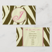 Brownzebra-Druck/rosa Monogramm-Visitenkarte Visitenkarte (Vorne/Hinten)