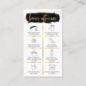 Brows Aftercare Guide Black & Gold Glitzer Beauty Visitenkarte (Vorderseite)