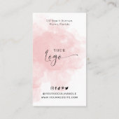 Brows Aftercare Guide Blush Pink Aquarellsalon Visitenkarte (Rückseite)