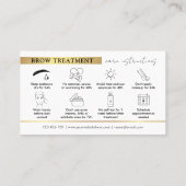 Brows Aftercare Instructions Glam Black & Gold PMU Visitenkarte (Rückseite)