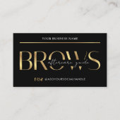 Brows Aftercare Instructions Glam Black & Gold PMU Visitenkarte (Vorderseite)