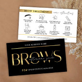 Brows Aftercare Instructions Glam Black & Gold PMU Visitenkarte