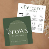 Brows Aftercare Modern Boho Sage Green Care Cards Quadratische Visitenkarte