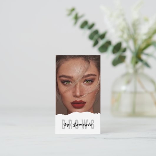 Brows Aftercare PMU Microblading Henna Salon Busin Visitenkarte (Stehend Vorderseite)