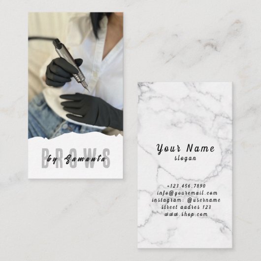 Brows Aftercare PMU Microblading Henna Salon Busin Visitenkarte (Vorne/Hinten)