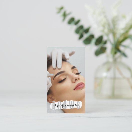 Brows Aftercare PMU Microblading Henna Salon Busin Visitenkarte (Stehend Vorderseite)
