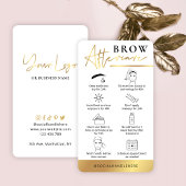 Brows Aftercare White & Gold Salon Instruktionen Visitenkarte