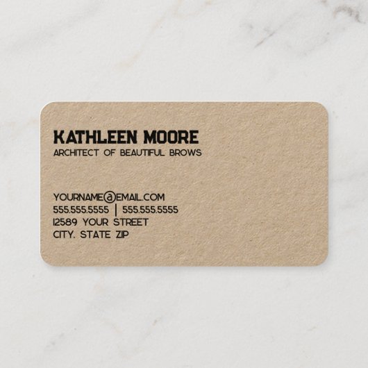 Brows and Lashes Kraft Visitenkarte (Rückseite)