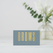 Brows dusty blau und Gold Visitenkarte (Stehend Vorderseite)
