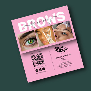 Brows Elegant Blush Pink Foto QR Code Logo Visitenkarte