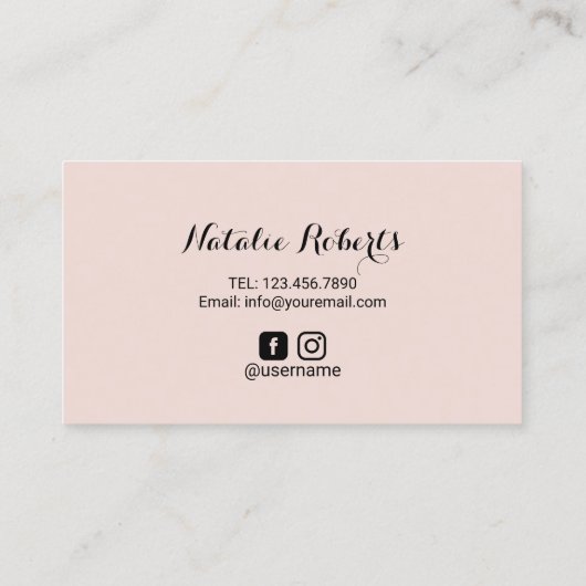 Brows Eyebrow Salon Microblading Blush Pink Visitenkarte (Rückseite)