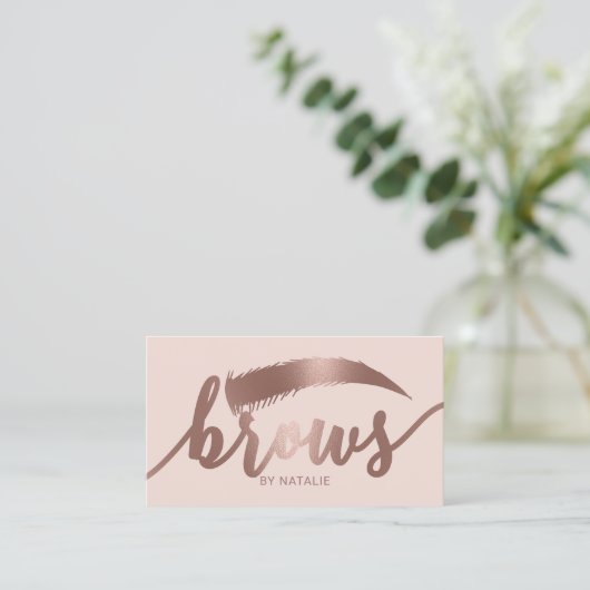 Brows Eyebrow Salon Microblading Blush Pink Visitenkarte (Stehend Vorderseite)