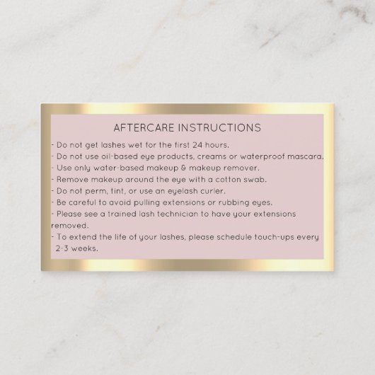 Brows Eyelash Microblade Qr Code Aftercare Rose Visitenkarte (Rückseite)