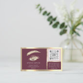 Brows Eyelash Microblade Qr Code Aftercare Rose Visitenkarte (Stehend Vorderseite)