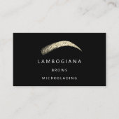 Brows Golden Logo Mikroblendung Social Media Black Visitenkarte (Vorderseite)