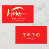 Brows Golden Logo Mikroblendung Social Media Red Visitenkarte (Vorne/Hinten)