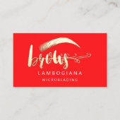 Brows Golden Logo Mikroblendung Social Media Red Visitenkarte (Vorderseite)