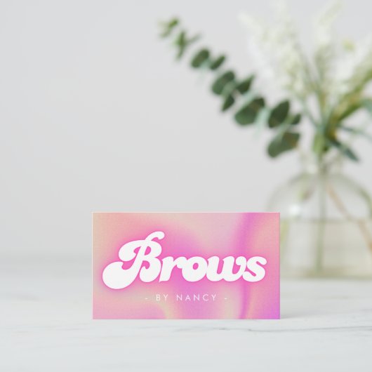 Brows Groovy Retro Pink Visitenkarte (Stehend Vorderseite)