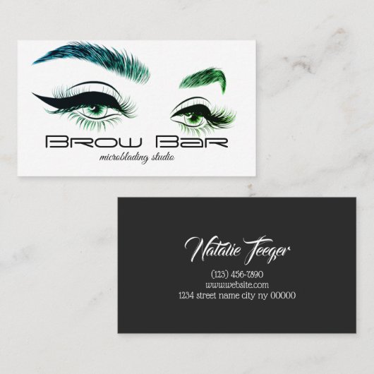 Brows & Lashes Microblading, Eyelash Extensions Visitenkarte (Vorne/Hinten)