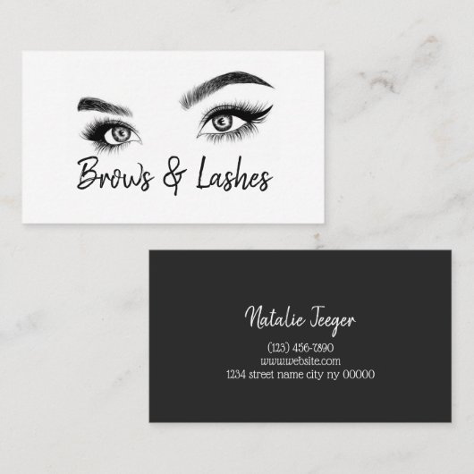 Brows & Lashes Microblading, Eyelash Extensions Visitenkarte (Vorne/Hinten)
