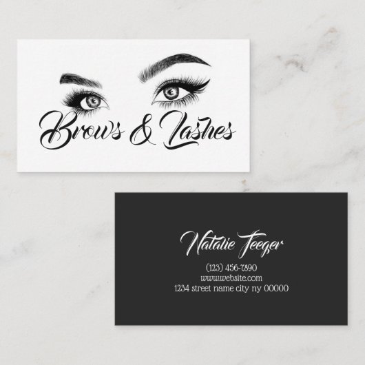 Brows & Lashes Microblading, Eyelash Extensions Visitenkarte (Vorne/Hinten)