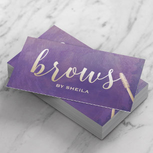 Brows Makeup Artist Gold Script Elegant Lila Visitenkarte