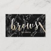 Brows Makeup Artist Gold Script Elegante Marmor Visitenkarte (Vorderseite)