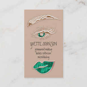 Brows Makeup Logo QRCode Rose Emerald Lip Skin Visitenkarte