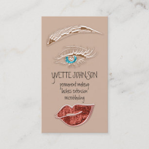 Brows Makeup Logo QRCode Rose Lip Gold Brown Visitenkarte