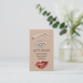 Brows Makeup Logo QRCode Rose Lip Gold Brown Visitenkarte (Stehend Vorderseite)