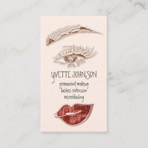 Brows Makeup Logo QRCode Rose Lip Gold Copper Visitenkarte