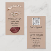 Brows Makeup QRCode Logo Pink Lips Skinny Eyelash Visitenkarte (Vorne/Hinten)